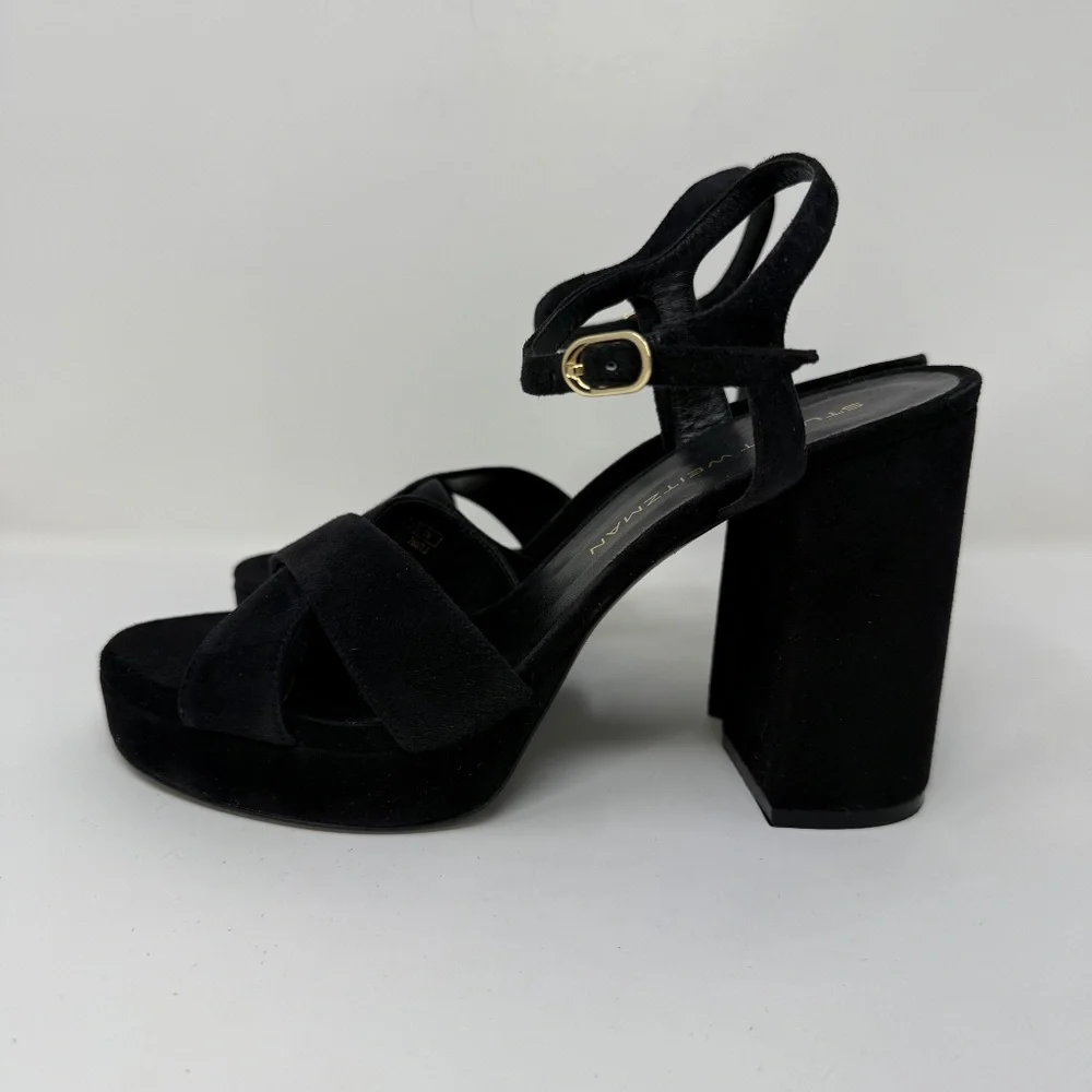 New Stuart Weitzman Dayna Suede Crisscross Platform Sandals Sz US 10
